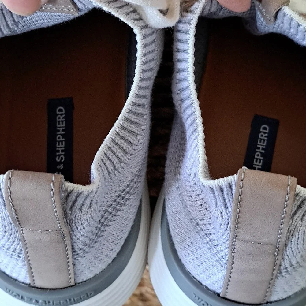 Wolf & Sherpherd Men Supremeknit Grey/White Athleisure/Preppy Slip On Sneakers 8